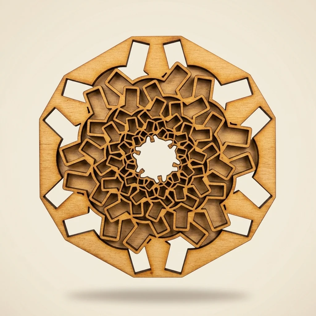 Posavasos mandala geométrico multicapa