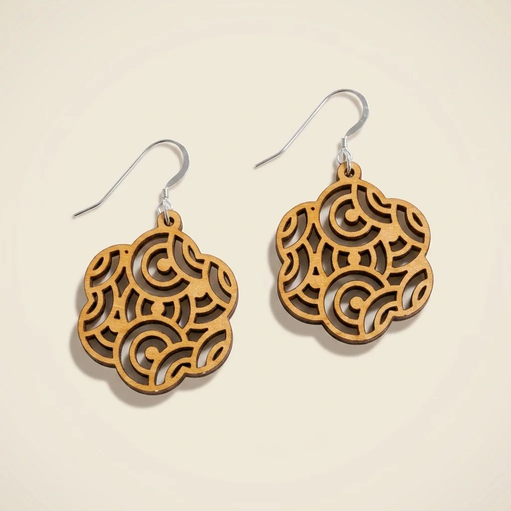 Aretes con patrón oriental de círculos calados