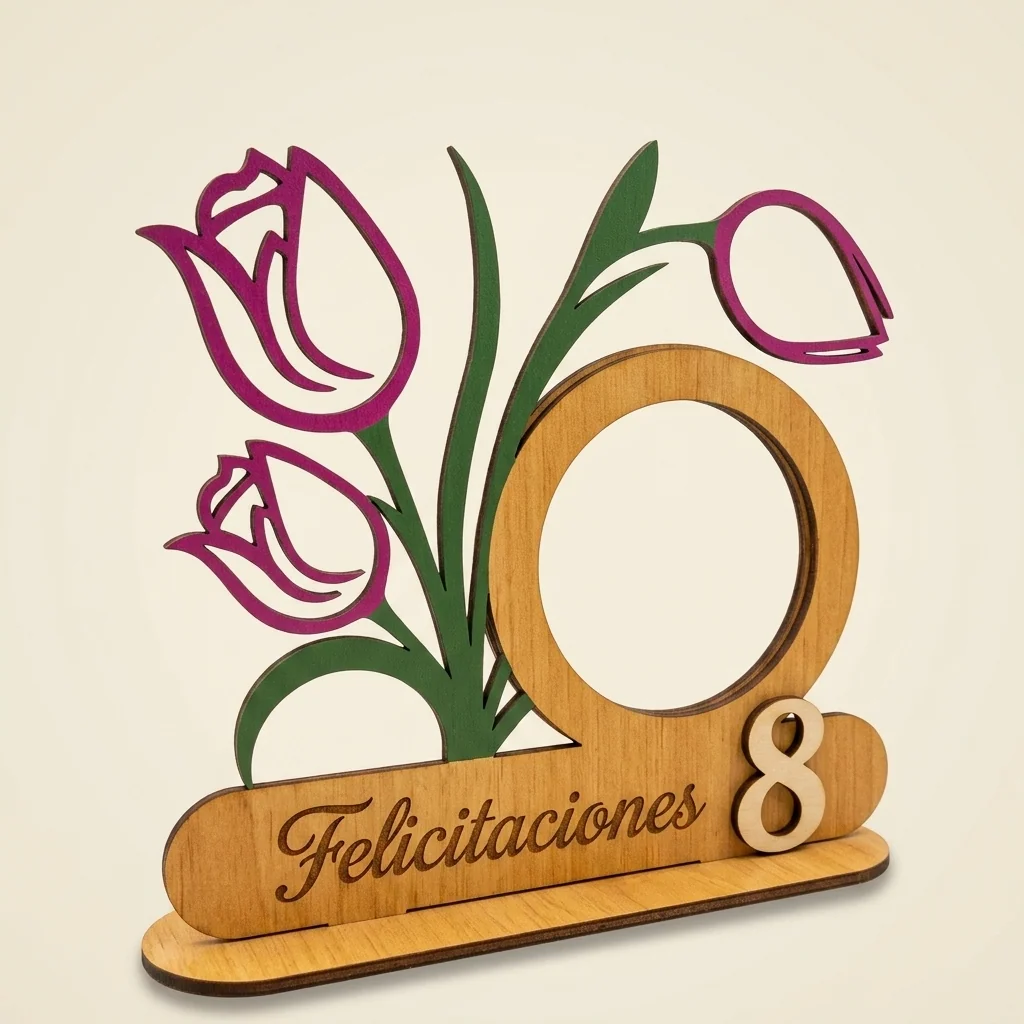 Marco Felicitaciones 8 de Marzo con tulipanes
