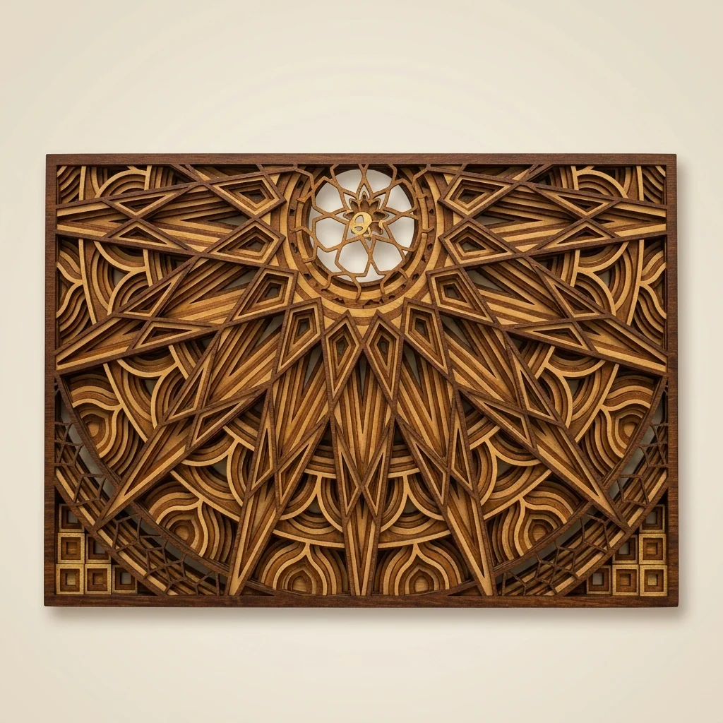Cuadro arabesco multicapa estilo Hagia Sophia en madera