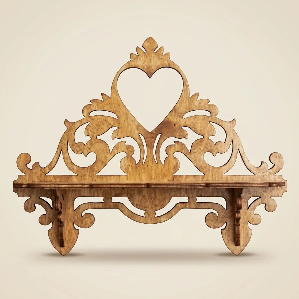Repisa decorativa de pared con corazón y filigrana barroca