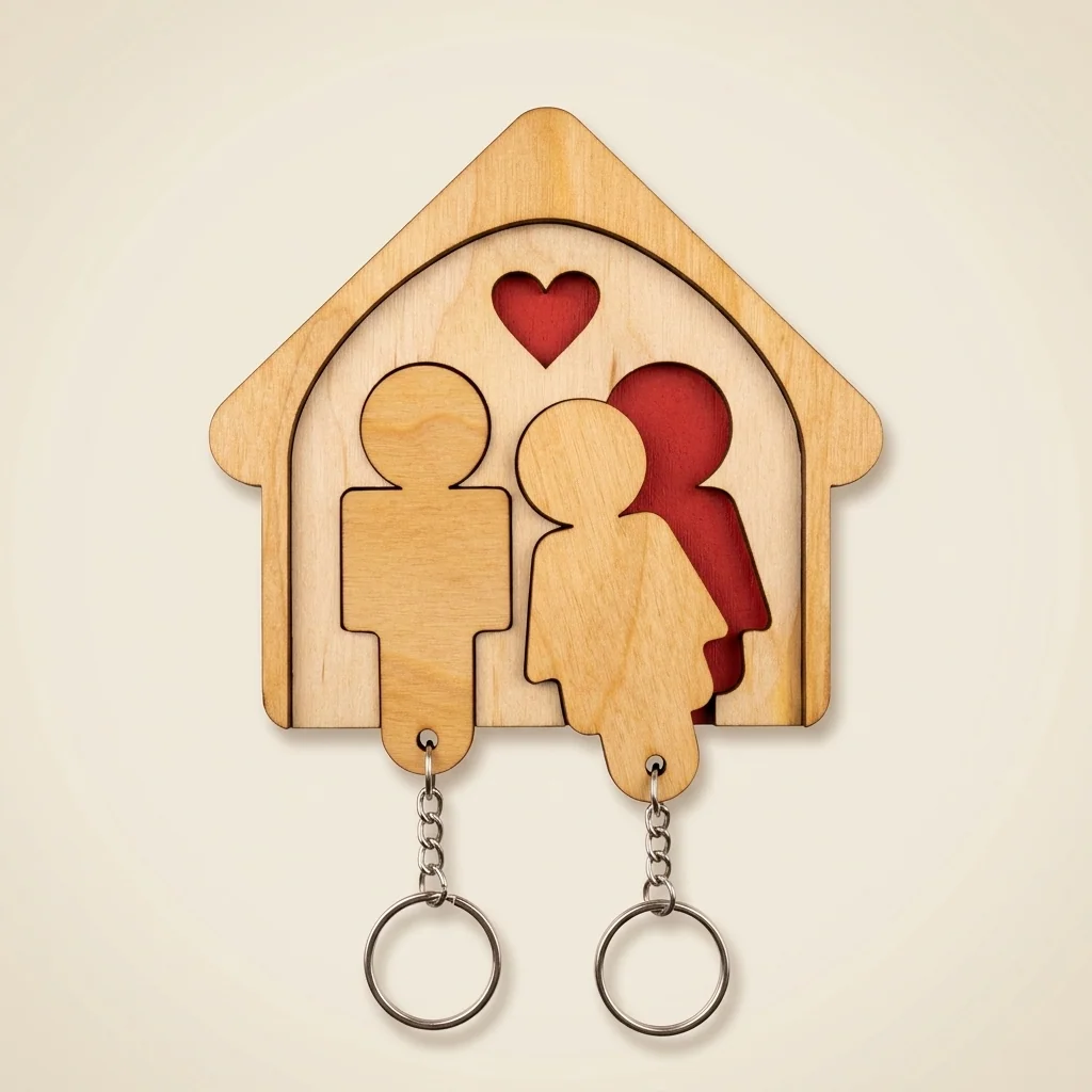 Portallaves casita "Él y Ella" para parejas