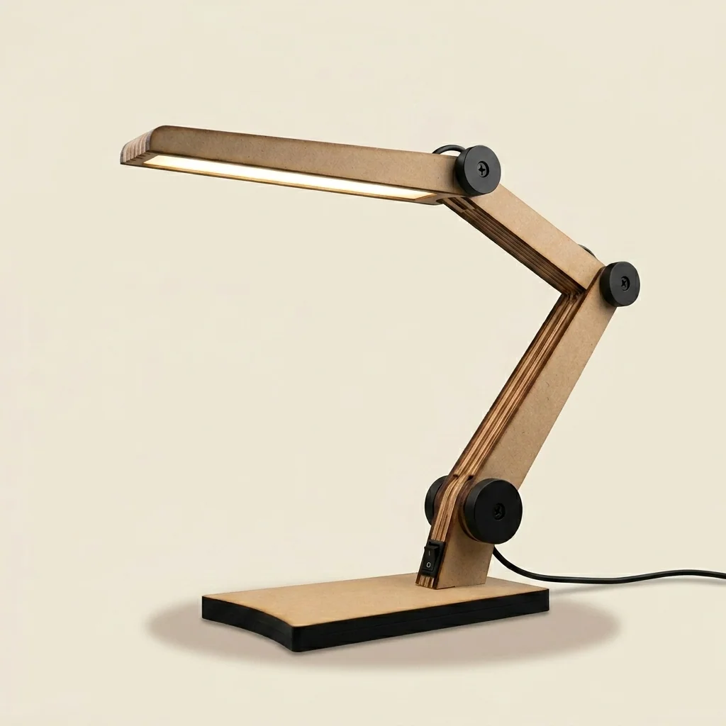 Lámpara de escritorio articulada en madera